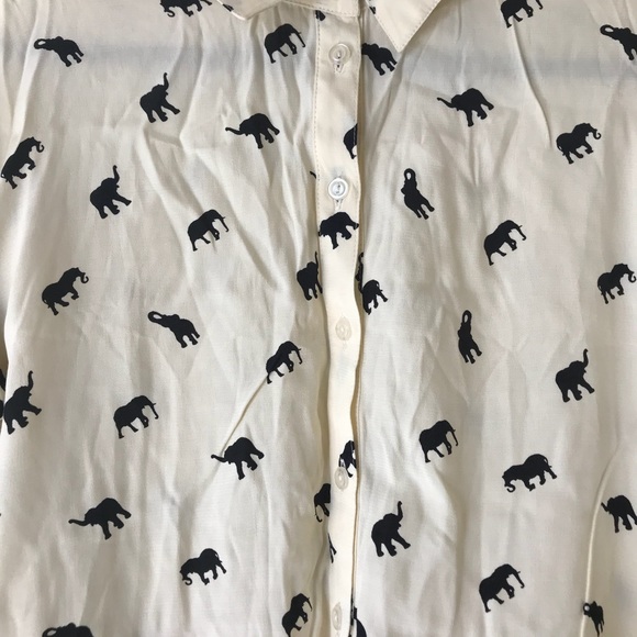Asos petite white elephant print shirt,UK14/US10 - Picture 3 of 6